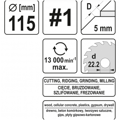 Diskas/freza medžiui 125mm, No1 3 Diskas/freza medžiui 125mm, No1 3