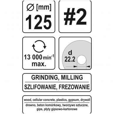 Diskas/freza medžiui 125mm, No2 2 Diskas/freza medžiui 125mm, No2 2