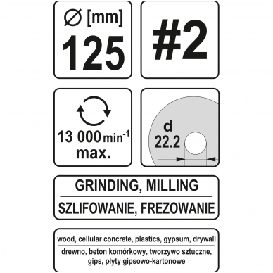 Diskas/freza medžiui 125mm, No2 3 Diskas/freza medžiui 125mm, No2 3