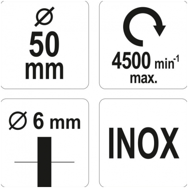 Diskinis šepetys su kotu nerūdijantis plienas INOX 50mm. 3 Diskinis šepetys su kotu nerūdijantis plienas INOX 50mm. 3