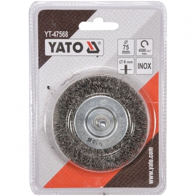 Diskinis šepetys su kotu nerūdijantis plienas INOX - 75mm. 2 Diskinis šepetys su kotu nerūdijantis plienas INOX - 75mm. 2
