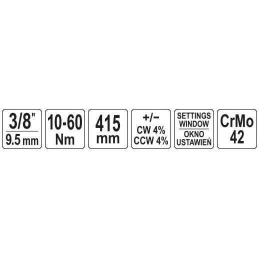 Dinamometrinis raktas su skale 10mm. (3/8") 10 - 60Nm. (YT-07735) 4 Dinamometrinis raktas su skale 10mm. (3/8") 10 - 60Nm. (YT-07735) 4