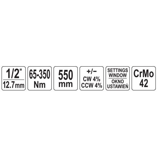 Dinamometrinis raktas su skale 12,5mm. (1/2") 65 - 350Nm. 4