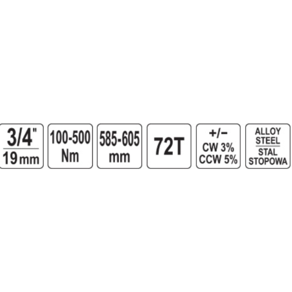 Dinamometrinis raktas 20 mm (3/4") 100 - 500 Nm. 3 Dinamometrinis raktas 20 mm (3/4") 100 - 500 Nm. 3