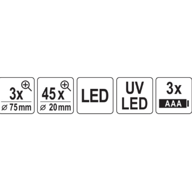Didinamasis stiklas / lupa, 2 linzės 3.5X/45X,  Led 4