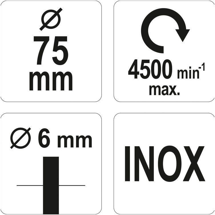 Diskinis šepetys su kotu nerūdijantis plienas INOX - 75mm. 3 Diskinis šepetys su kotu nerūdijantis plienas INOX - 75mm. 3