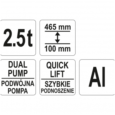 Domkratas, hidraulinis - aliuminis 100-465mm. 2.5t. 1