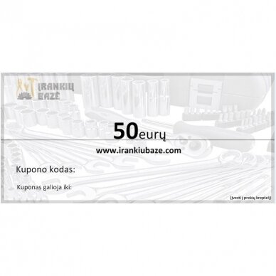 Dovanų kuponas 50 eurų vertės. Dovanų kuponas 50 eurų vertės.