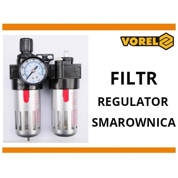 Drėgmės surinkėjas, reguliatorius su manometru ir tepaline 1/2" 8 Drėgmės surinkėjas, reguliatorius su manometru ir tepaline 1/2" 8