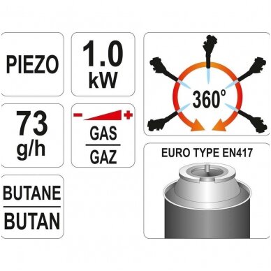 Dujinis degiklis 360 su pjezo 6 Dujinis degiklis 360 su pjezo 6