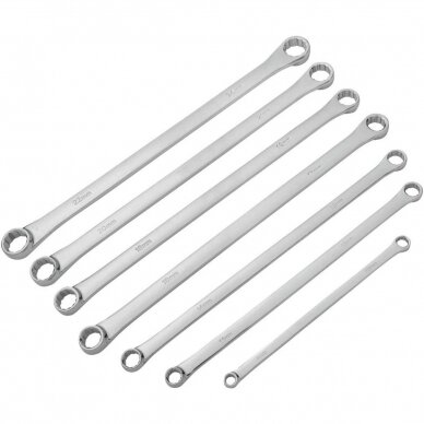 Dvigubo žiedo raktų rinkinys - ilgas tipas - 8 - 24 mm -7 vnt. 1 Dvigubo žiedo raktų rinkinys - ilgas tipas - 8 - 24 mm -7 vnt. 1