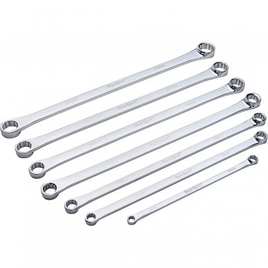 Dvigubo žiedo raktų rinkinys - ilgas tipas - 8 - 24 mm -7 vnt. 2 Dvigubo žiedo raktų rinkinys - ilgas tipas - 8 - 24 mm -7 vnt. 2