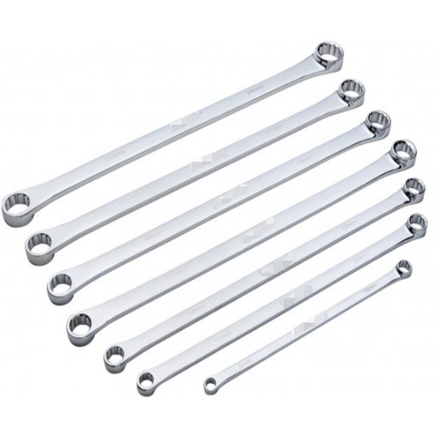 Dvigubo žiedo raktų rinkinys - ilgas tipas - 8 - 24 mm -7 vnt. Dvigubo žiedo raktų rinkinys - ilgas tipas - 8 - 24 mm -7 vnt.