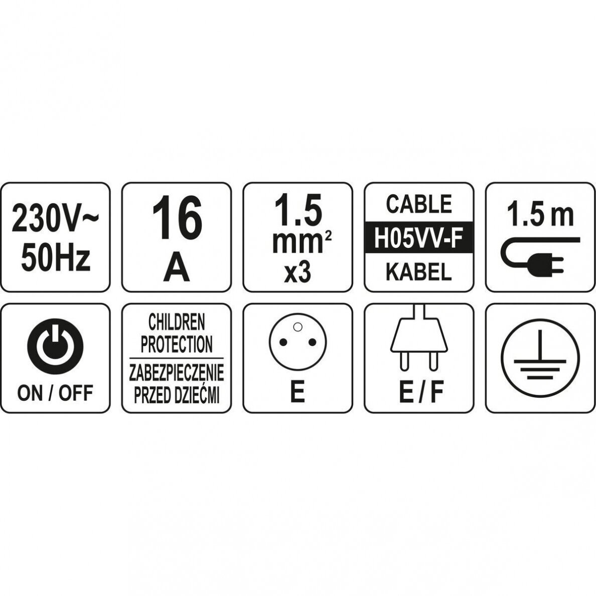 Elektrinis ilgintuvas 3lizdai 1,5m. 1,5mm². 3
