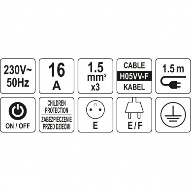 Elektrinis ilgintuvas 3lizdai 1,5m. 1,5mm². 3 Elektrinis ilgintuvas 3lizdai 1,5m. 1,5mm². 3