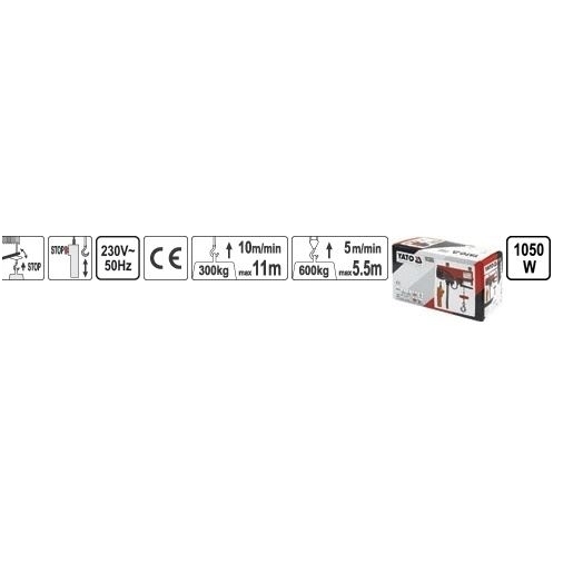 Elektrinė kėlimo gervė 1050W, 600kg. 1 Elektrinė kėlimo gervė 1050W, 600kg. 1