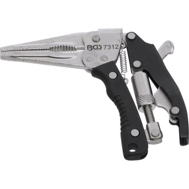 Fiksuojamos replės pistoleto tipo, ilgu snapu 170mm. Fiksuojamos replės pistoleto tipo, ilgu snapu 170mm.