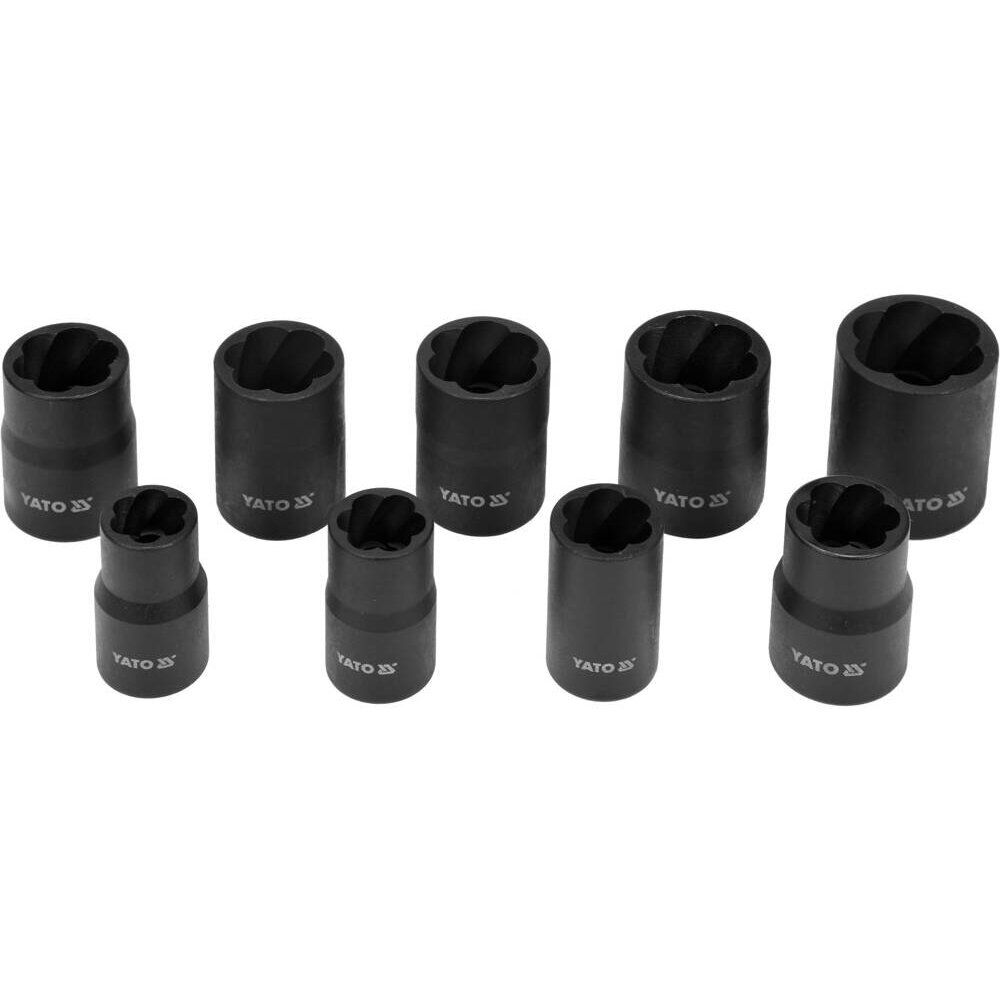 Galvučių rinkinys sugadintiems varžtams 9-19 mm. 10 vnt. 1 Galvučių rinkinys sugadintiems varžtams 9-19 mm. 10 vnt. 1