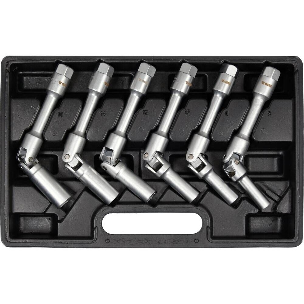 Galvutės kaitinimo žvakėms, šarnyrinės, 10mm. (3/8") 8-16mm. 6vnt. Galvutės kaitinimo žvakėms, šarnyrinės, 10mm. (3/8") 8-16mm. 6vnt.