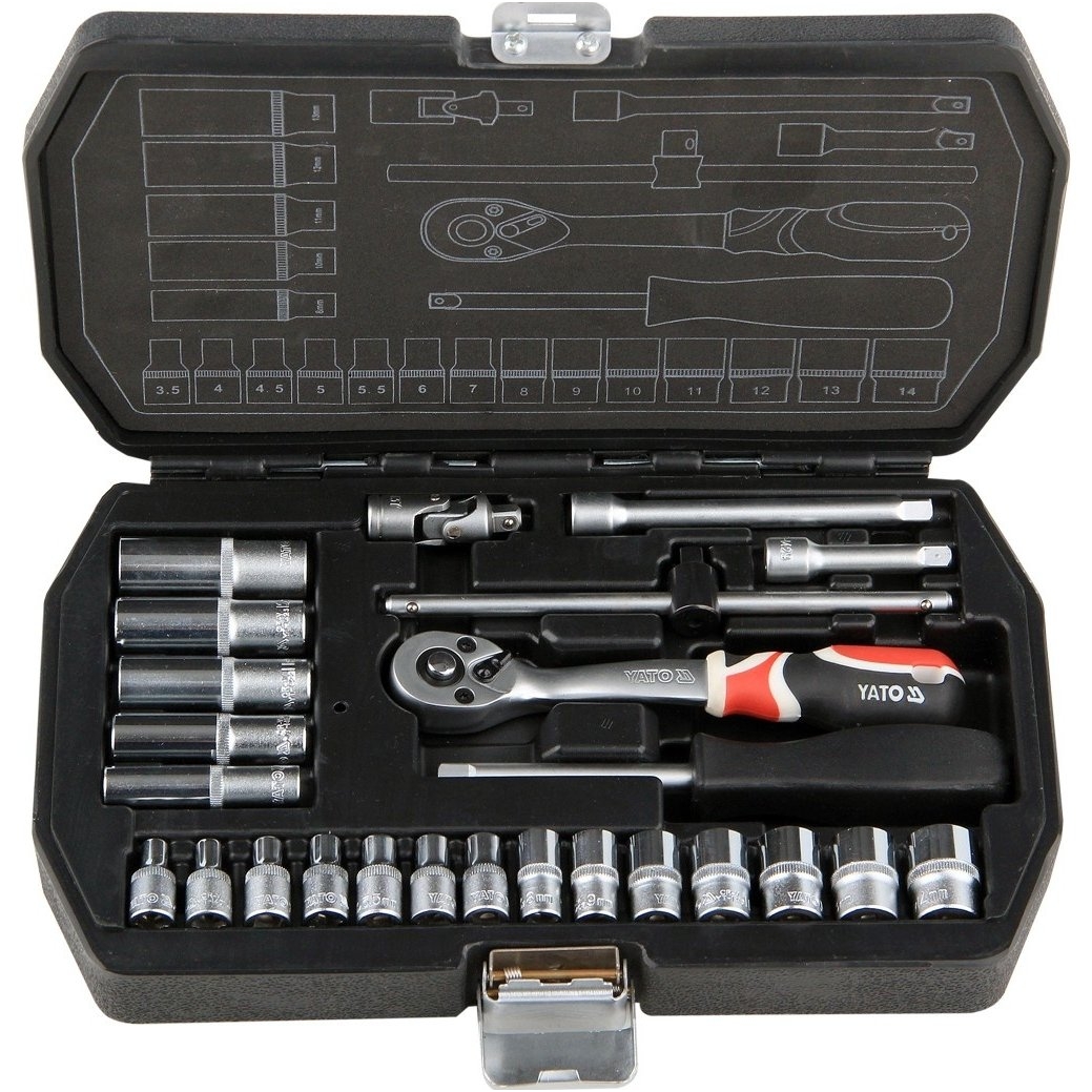 Galvučių su terkšle rinkinys 1/4", 25vnt