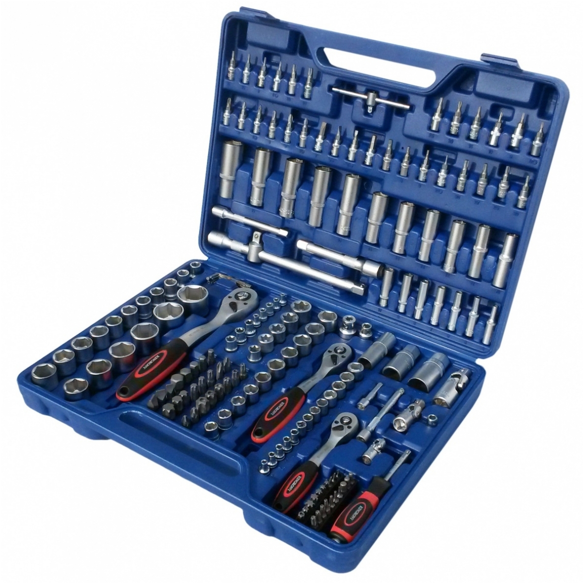 Galvučių ir raktų rinkinys 1/4"+3/8"+1/2", 171 vnt Galvučių ir raktų rinkinys 1/4"+3/8"+1/2", 171 vnt