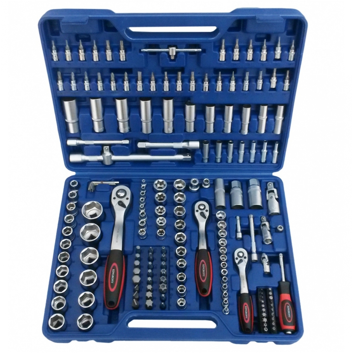 Galvučių ir raktų rinkinys 1/4"+3/8"+1/2", 171 vnt 1 Galvučių ir raktų rinkinys 1/4"+3/8"+1/2", 171 vnt 1