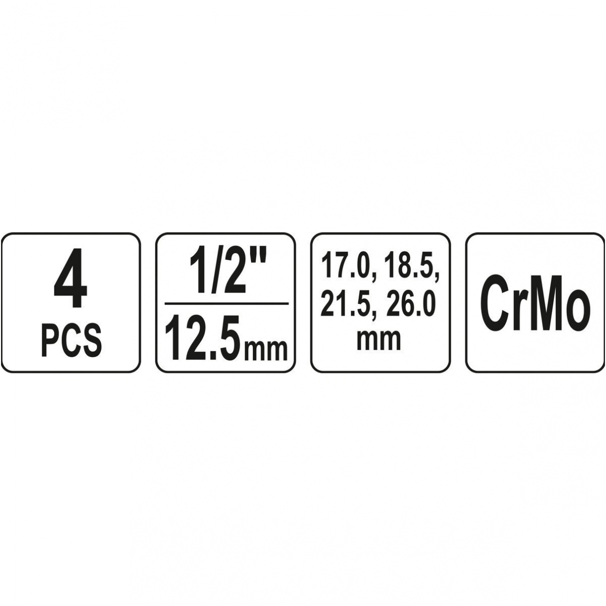 Galvučių rinkinys sugadintiems varžtams1/2"- 17, 18.5, 21.5 ir 26 mm 4