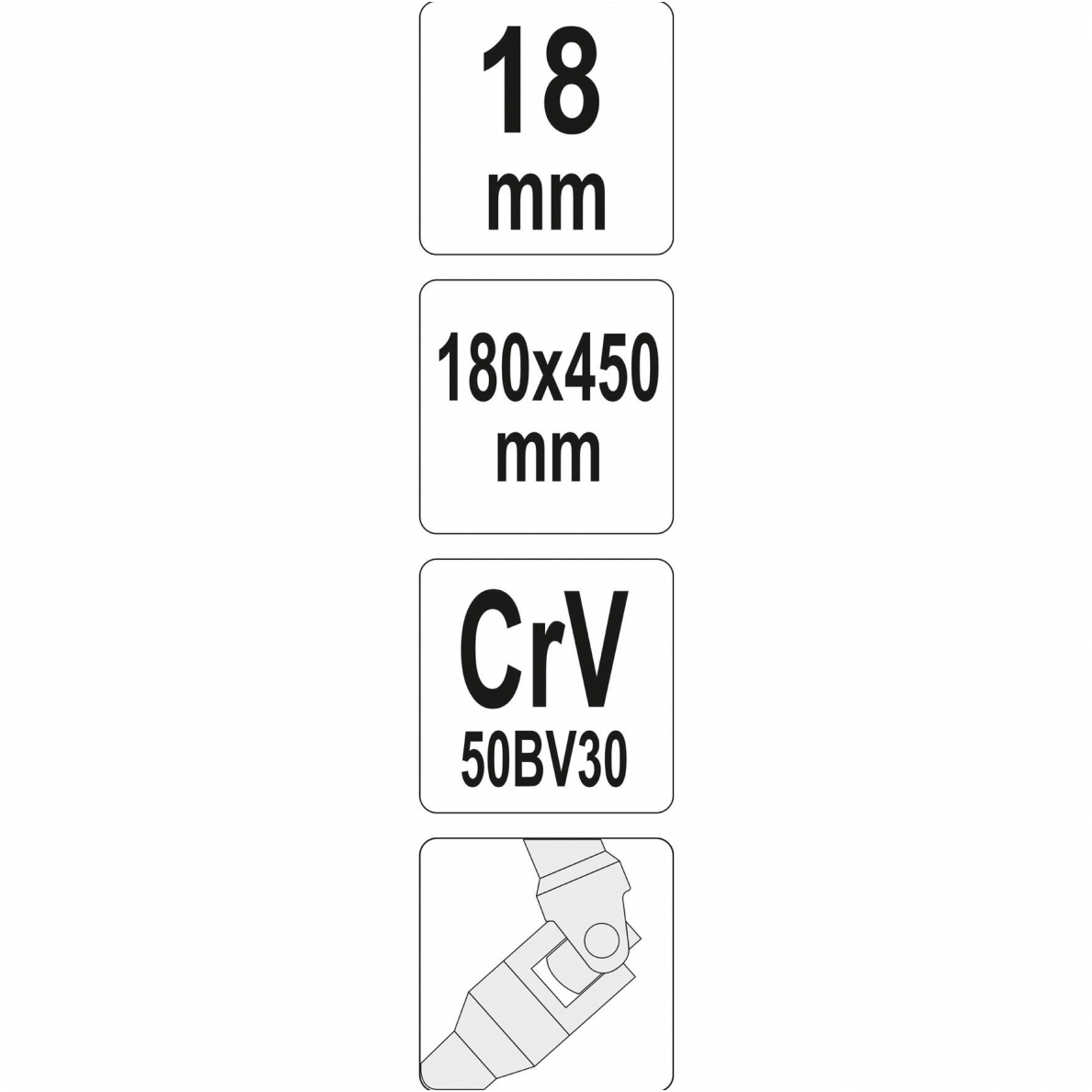 Galvutė šarnyrinė su T rankena 450mm -18 mm 2