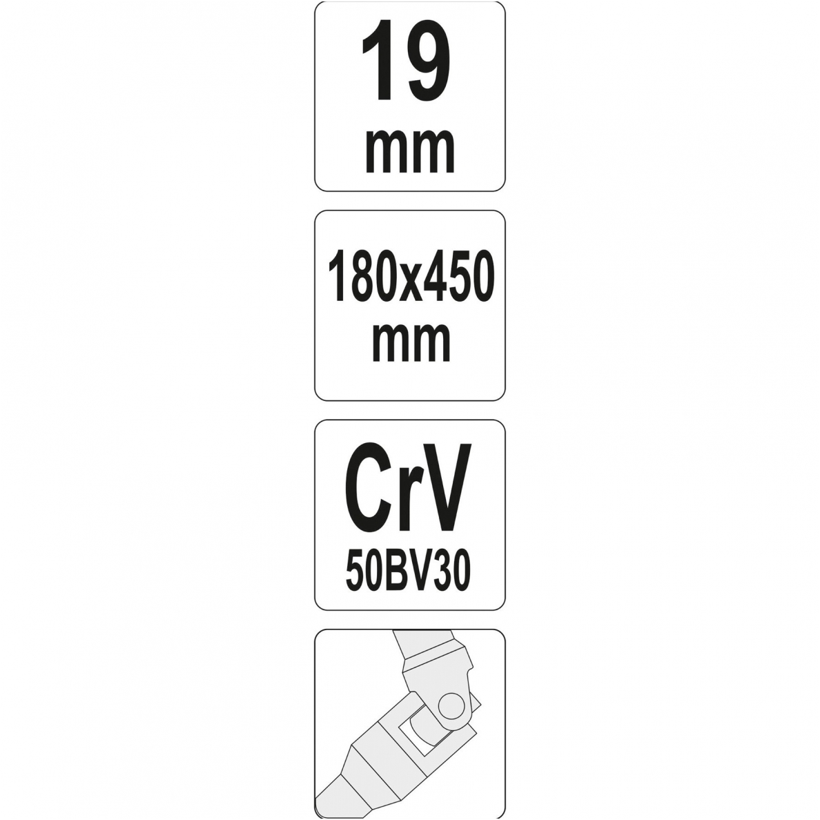 Galvutė šarnyrinė su T rankena 450mm -19 mm 2 Galvutė šarnyrinė su T rankena 450mm -19 mm 2
