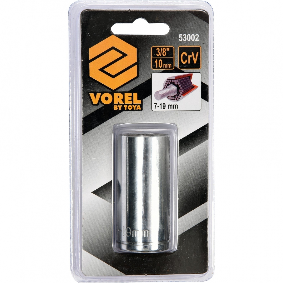 Galvutė universali ilga | 10 mm (3/8") | 7 - 19 mm 2 Galvutė universali ilga | 10 mm (3/8") | 7 - 19 mm 2