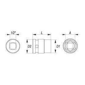 Galvutė smūginė 1/2" 23mm. 1 Galvutė smūginė 1/2" 23mm. 1