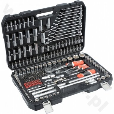 Galvučių ir raktų komplektas 216 vnt. 1/4" + 3/8" + 1/2"