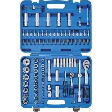 Galvučių ir raktų komplektas 95 dalių, 1/4" + 1/2"