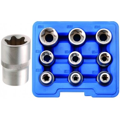 Galvučių komplektas E-Star varžtams 1/2", 9vnt. E10-E24