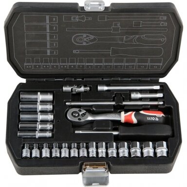 Galvučių su terkšle rinkinys 1/4", 25vnt