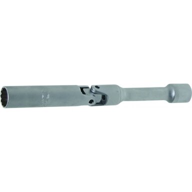 Galvutė ilga šarnyrinė žvakėms 14 mm, 3/8", 12-kampė 180 mm ilgio
