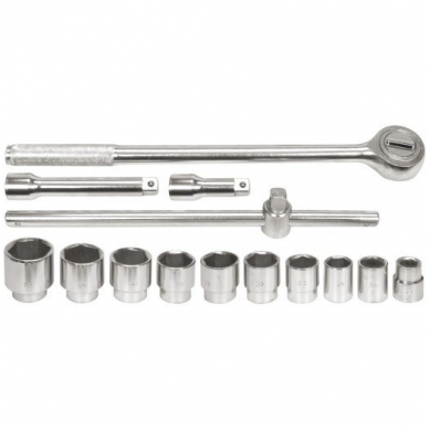 Galvučių ir rakto komplektas 14 vnt, 3/4", 22-50mm 1 Galvučių ir rakto komplektas 14 vnt, 3/4", 22-50mm 1