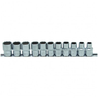 Galvučių rinkinys 1/2", 12-kampės, 10 - 21 mm, 11 vnt. Galvučių rinkinys 1/2", 12-kampės, 10 - 21 mm, 11 vnt.