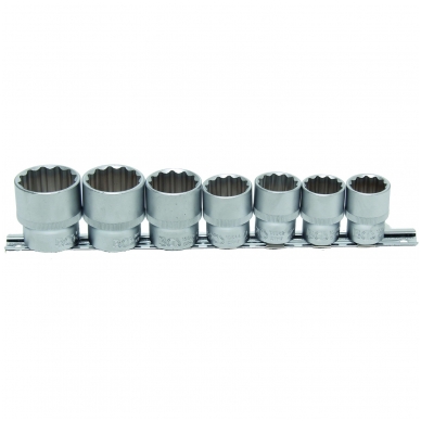 Galvučių rinkinys 1/2", 12-kampės 20 - 32mm. 7vnt. Galvučių rinkinys 1/2", 12-kampės 20 - 32mm. 7vnt.