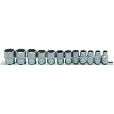 Galvučių rinkinys 3/8", 12-kampės, 8 - 19 mm, 12 vnt. Galvučių rinkinys 3/8", 12-kampės, 8 - 19 mm, 12 vnt.