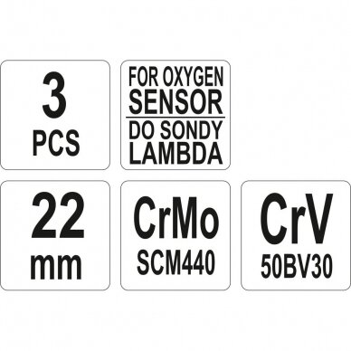 Galvučių rinkinys lamda zondui 22 mm. 3vnt. 5 Galvučių rinkinys lamda zondui 22 mm. 3vnt. 5