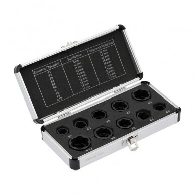 Galvučių rinkinys sugadintiems varžtams 9-19mm. 10vnt.