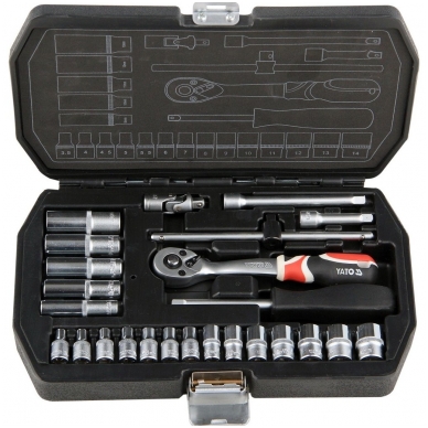 Galvučių su terkšle rinkinys 1/4", 25vnt