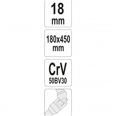 Galvutė šarnyrinė su T rankena 450mm -18 mm 2 Galvutė šarnyrinė su T rankena 450mm -18 mm 2
