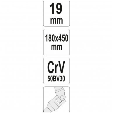 Galvutė šarnyrinė su T rankena 450mm -19 mm 2 Galvutė šarnyrinė su T rankena 450mm -19 mm 2