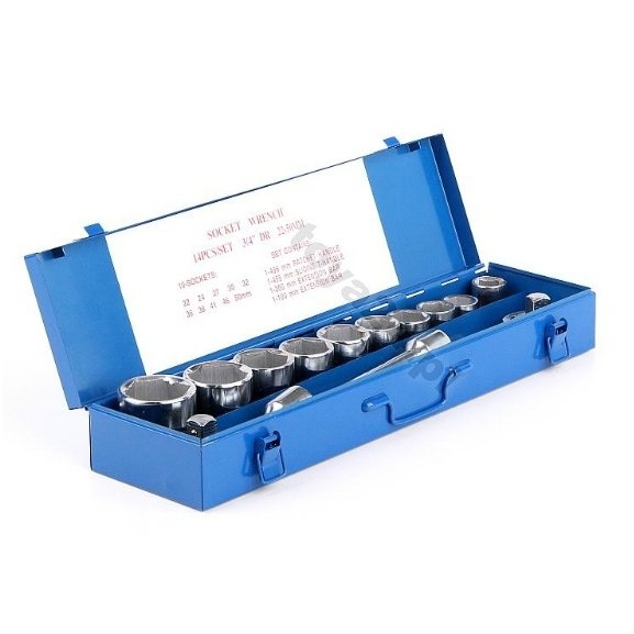 Galvučių ir rakto komplektas 14 vnt, 3/4", 22-50mm Galvučių ir rakto komplektas 14 vnt, 3/4", 22-50mm
