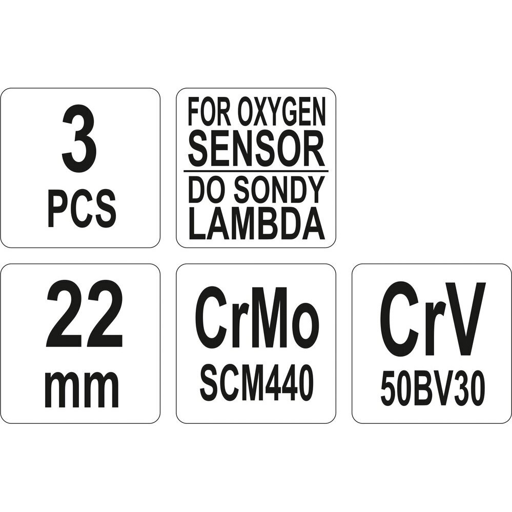 Galvučių rinkinys lamda zondui 22 mm. 3vnt. 5 Galvučių rinkinys lamda zondui 22 mm. 3vnt. 5
