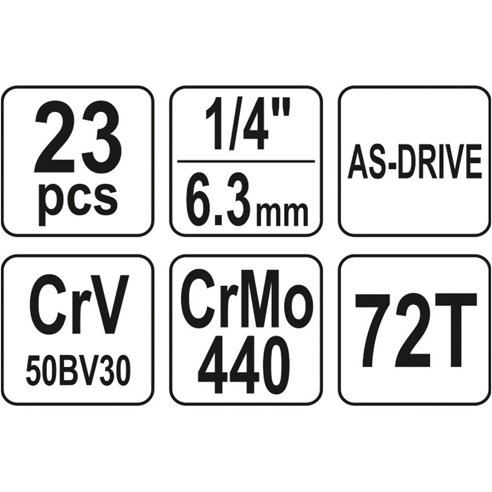 Galvučių su terkšle rinkinys 1/4", 23 vnt. 4