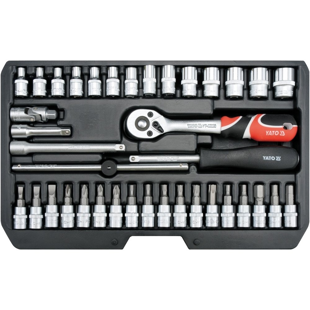 Galvučių su terkšle rinkinys 1/4", 38vnt. 2 Galvučių su terkšle rinkinys 1/4", 38vnt. 2
