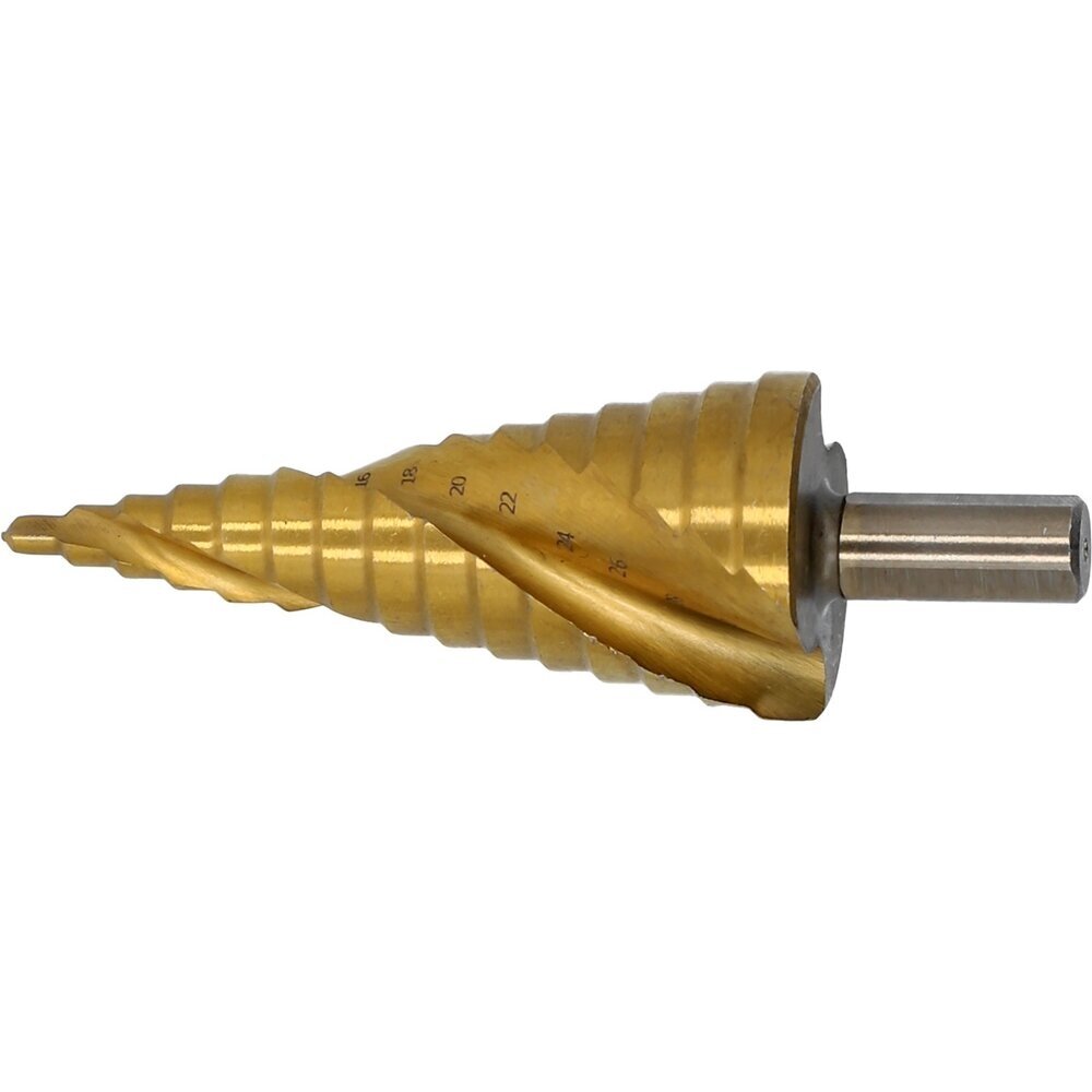 Grąžtas pakopinis spiralinis HSS 4341 Ø 4 - 32mm. Grąžtas pakopinis spiralinis HSS 4341 Ø 4 - 32mm.